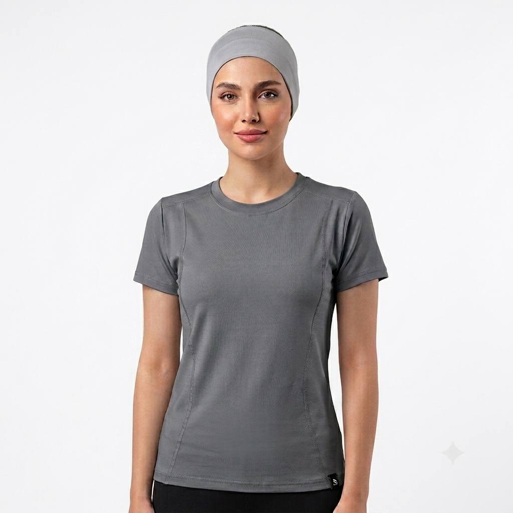 تیشرت ورزشی زنانه طوسی